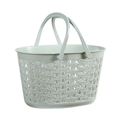 China Eco-friendly material wholesale plastic woven fruit basket laundry picnic shopping wire storage wicker for sale