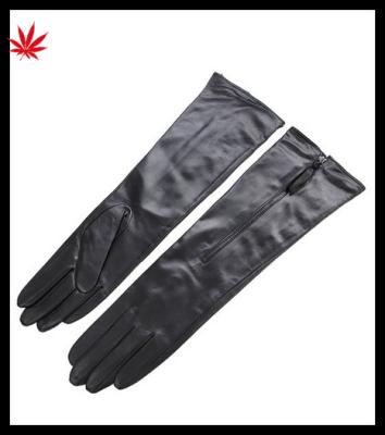 China Simple Hot Sale Ladies Leather Gloves Long Leather Gloves for sale