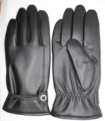 China Simple Genuine Sheepskin Leather Gloves For Men Winter Warm Touch Screen Texting Cashmere Striped Driving Motorcycle Gloves for sale