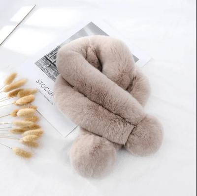 China Real Rabbit Hair Scarf Ball Hair Female Rex Rabbit Hair Thick Fur Neck Winter Korean All-match Soft Whole Leather To Keep Warm for sale