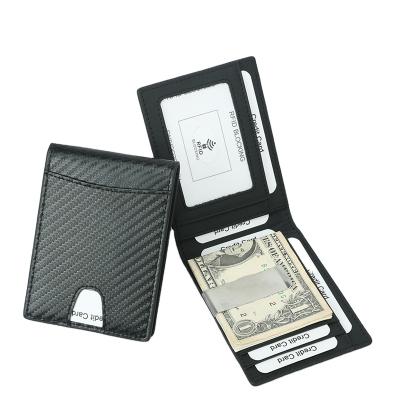 China RFID Blocking Front Pocket Leather Wallet Minimalist Bifold Black Color For Men for sale