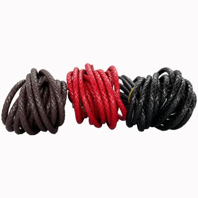 China Genuine Leather Accessories 6mm 3mm Braided Leather Rope 5mm for sale