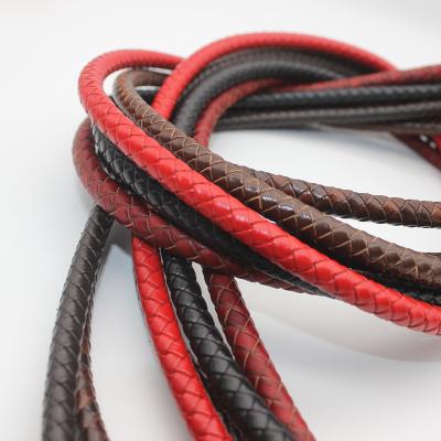 China Genuine Cowhide 3mm Braided Rope Leather 5mm All Colors Black Braided Leather Rope 6mm for sale