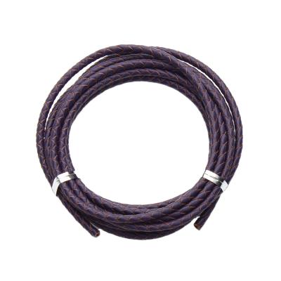 China Genuine Cowhide Colors 3mm 5mm 8mm Around Braided Leather Rope For Collar for sale