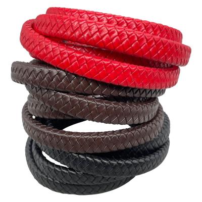 China Flat Braided Leather Accessories 8mm 10mm 12mm Cords for sale