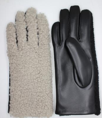 China Simple women hand back fabric and leather gloves warm gloves for sale