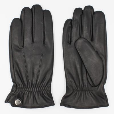 China Simple men's winter touchsreen leather gloves with buttons for sale