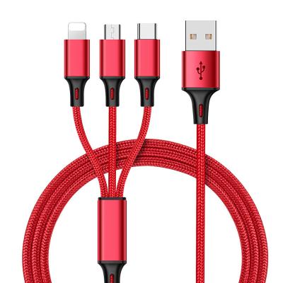 China Wholesale High Quality Quick Charging Usb Cable Fast Charging OEM Charging Type C Braided Multi Usb Cable 3 In1 for sale