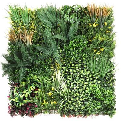 China Anti-UV Indoor Outdoor Plastic Grass Plants Stage Layout 3D Design 1x1m Wall Artificial Plant for sale