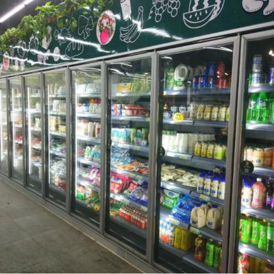 China food & Beverage Shops Glass Sandwich Panel Door Walk In Cooler Freezer Cold Room For Supermarket for sale