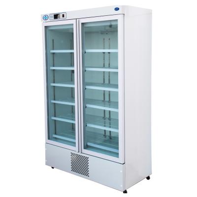 China DDP1219C3 Single-temperature Double Door Glass Pharmacy Refrigerator for sale