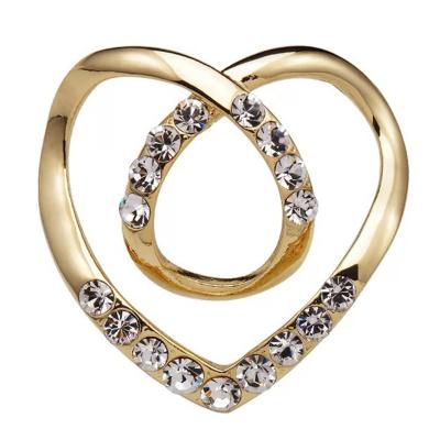 China Jewelry Decoration New Arrivals Fashion Jewelry 18k Gold Plated Rhinestone T-Shirt Buckle Heart Shape Scarf Silver Plating Buckle For Women for sale