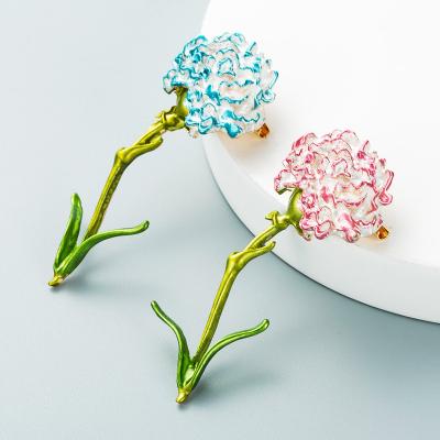 China 2021 High Quality Fashion INS Oil Carnation Brooches Plant Flower Brooch Cute Colorful Drip Gift For Girls for sale