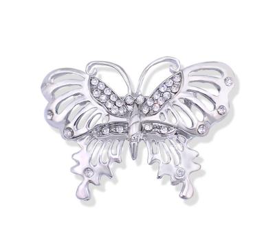 China High Quality Vintage Classic Silver Plated Insect Brooches Personality Rhinestone Crystal Butterfly Brooch For Women for sale