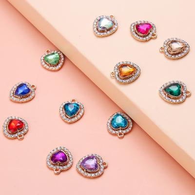 China Multi Color Crystal Heart Pendant Necklace For DIY Jewelry Accessories Charm Hot Trendy Shiny Pendant Rhinestone Pendant Necklace For DIY for sale