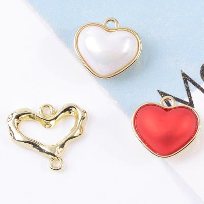 China Newest FASHIONABLE Real Gold Plated Natural Shell Heart Pendant Necklace Red Heart Shape Freshwater Pearl Pendant Charm Diy Accessories for sale