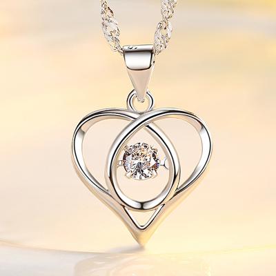 China Trendy Accessories Trendy Rotatable Rhinestone Diy Jewelry Pendant Necklace Silver Plated Heart Pendant Charm For Women for sale