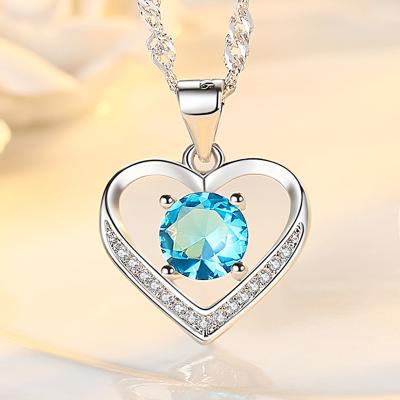 China FASHIONABLE Colorful Heart Crystal Pendant Charm Silver Plated DIY Jewelry Accessories Fashion Pendant Necklace for Women for sale