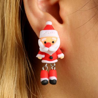 China Handmade Soft Pottery Santa Claus Drop Earrings Newest Christmas 2021 Christmas Earring TRENDY Jewelry for sale