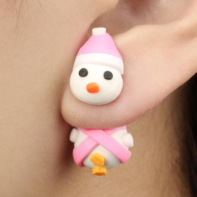 China FASHIONABLE Polymer Clay Earrings Xmas Snowman Clay Polymer Earring Theme Christmas Handmade Jewelry for sale