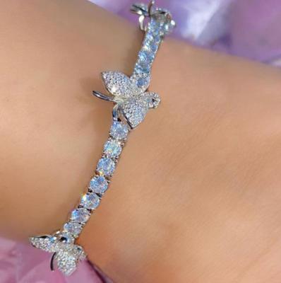 China Hot Hop Anklet Crystal Tennis Chain Butterfly Hip Rhinestone Diamond Foot Chain Anklet Punk Bling Summer Sale Personality TRENDY for sale