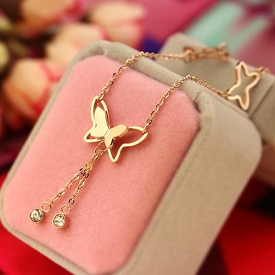 China 2021 High Quality 2021 High Quality 18k Gold Plated Link Chain Butterfly Anklet Crystal Rhinestone Charm Anklets For Sale Women for sale