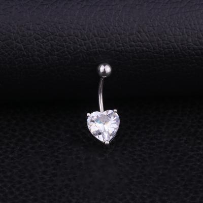 China 2021 FASHIONABLE Classic Button Ring Piercing Jewelry Ever Fade Stainless Steel Belly Ring Crystal Rhinestone Love Heart Belly for sale