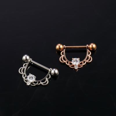 China Hiphop Fashion Jewelry Zircon Nipple Ring Personality 18K Gold Sliver Plated Lace Piercing Nipple Studs Butterfly Nail For Women for sale