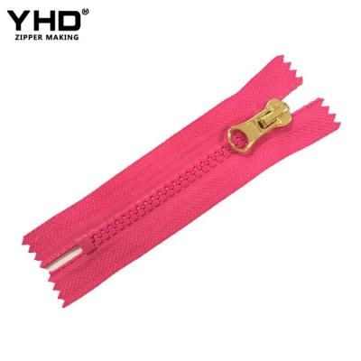 China Durable high quality resin plastic vislon 5# end end zipper with custom logo for sale