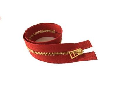 China Hotsale 5# metal end workable shiny gold teeth wire puller red for lattice pouch bags pencil case zipper for sale