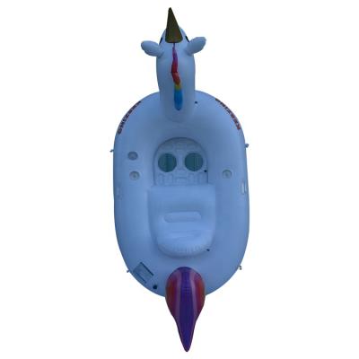 China Swimming Pool China Factory Design New 1 Rider Inflatable Motorized Unicorn Floats With Canopy for sale