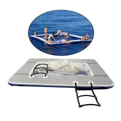 China Drop Stitch PVC Customized Inflatable Yacht Ocean Sea Floating Pool With Net for sale