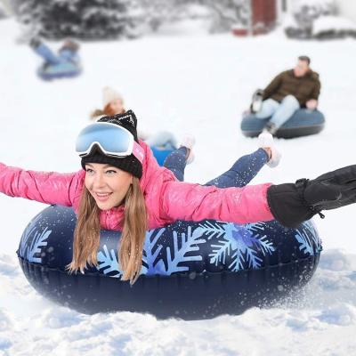 China Heavy Duty PVC 1 Rider Inflatable Round Snow Tube Ski Field Sled Hard Bottom Piping for Adults and Kids for sale