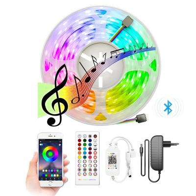 China Garden RGB Led Strip Lighting Led Strip Sets 16.4ft 5050 RGB Waterproof With Wireless APP Music Remote Lights 12V 2A Smart Power Supply for sale