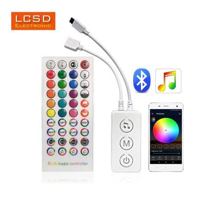 China Bluetooth Control DC5V-24V RGB LED Controller 40 Keys IR Wireless Remote Smart Phone Control For RGB Led Strip 10m With Music Smart App for sale