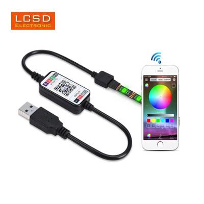 China USB 5V Smart Control LED Strip Mini Controller Blueteeth Wireless Dimmer RGB Wireless Bluetooth Led Controller for sale