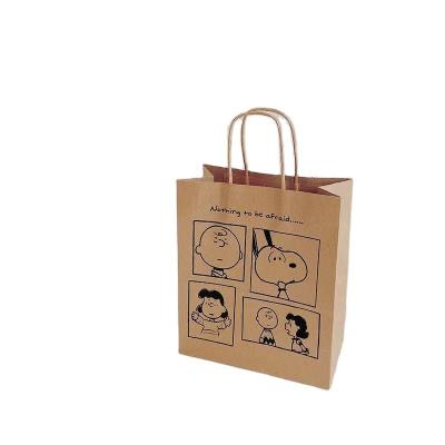 China Recycled Materials Recycled Strong Custom Logo Carry Bag Small Grocery Bag Printing Restaurant Bag For Packaging Food for sale