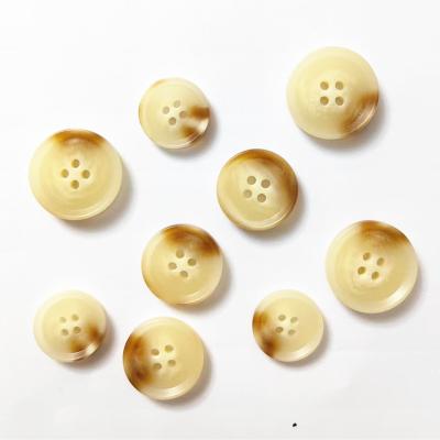 China 18L 24L 4 Holes Washable Resin Button Material Custom Resin Buttons Classic Polyester Bottom For Coat Custom for sale