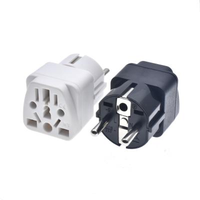 China Residential/Multipurpose Universal to Germany EU Plug Adapter 16A AU UK 2 US Round Pins Schuko Type-F to European Travel Conversion Plug for sale