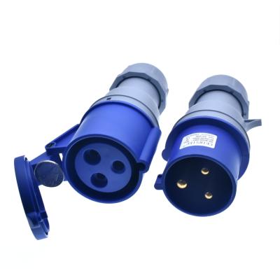 China Residential/Multipurpose Industrial Plug Connector 32A-6H 250V IP44 2P+PE Waterproof Dustproof Industrial Plug/Male Socket 3P Female for sale