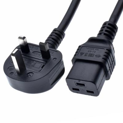 China Industrial Equipment British Standard UK Plug to IEC C19 Power Cord, 1.8M, H05VV-F 3G 1.5MM for sale