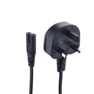 China Industrial Equipment BS Approval UK 3 Pin Male Fused Plug To Female IEC C7 Power Extension Cord Customized for sale