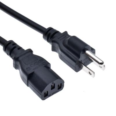 China COMPUTER 3 pin plug standard NEMA 5-15P to IEC c13 safe usa cetification approved US type B 15 amp power cord for sale