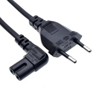 China COMPUTER VDE Approved European EU 2 Core Power Cable IEC C7 Female Right Angle Electrical Wire Extension Cord for sale