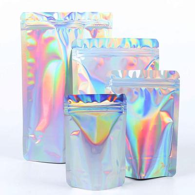 China Wholesale Barrier Custom Printed One Side Resealable Zipper Lock Packaging Bag Transparent Cosmetic Holographic Pouch for sale