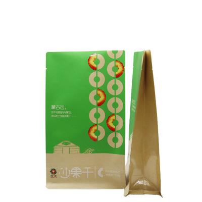 China Food Flat Bottom Pouch Dry Zipper Bag Kraft Paper Food Bag Custom Printed for sale