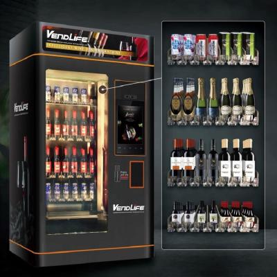 China Hotel Metro Station Mall Vendlife Beer Wine Vending Machine With Elevator Smart Glass Bottle Champagne Vending Machine for sale