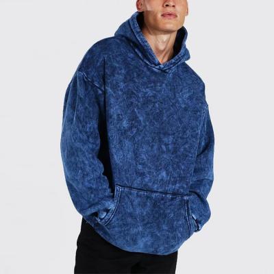 China Custom High Quality Cotton Anti-wrinkle Overdyed Loose Oversized Over The Head Men Hoodie for sale