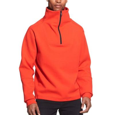 China high quality custom plain orange men's plain orange sweatshirt hoodie 4/1 Anti-wrinkle zipper funnel neck zipper pullover sweatshirt for sale