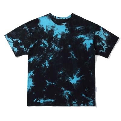 China Anti-wrinkle tie-dye short sleeve round neck top big loose drop sleeves t-shirt men's and women's style the same for sale